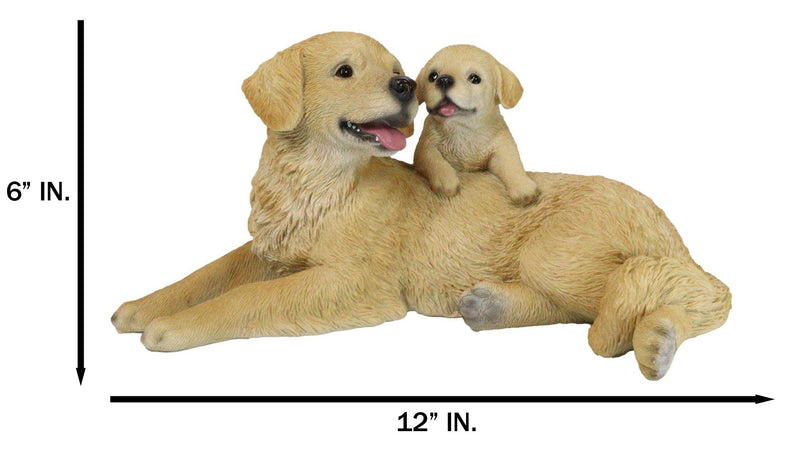 Realistic Golden Retriever Mother Cuddling With Puppy Canine Family Figurine