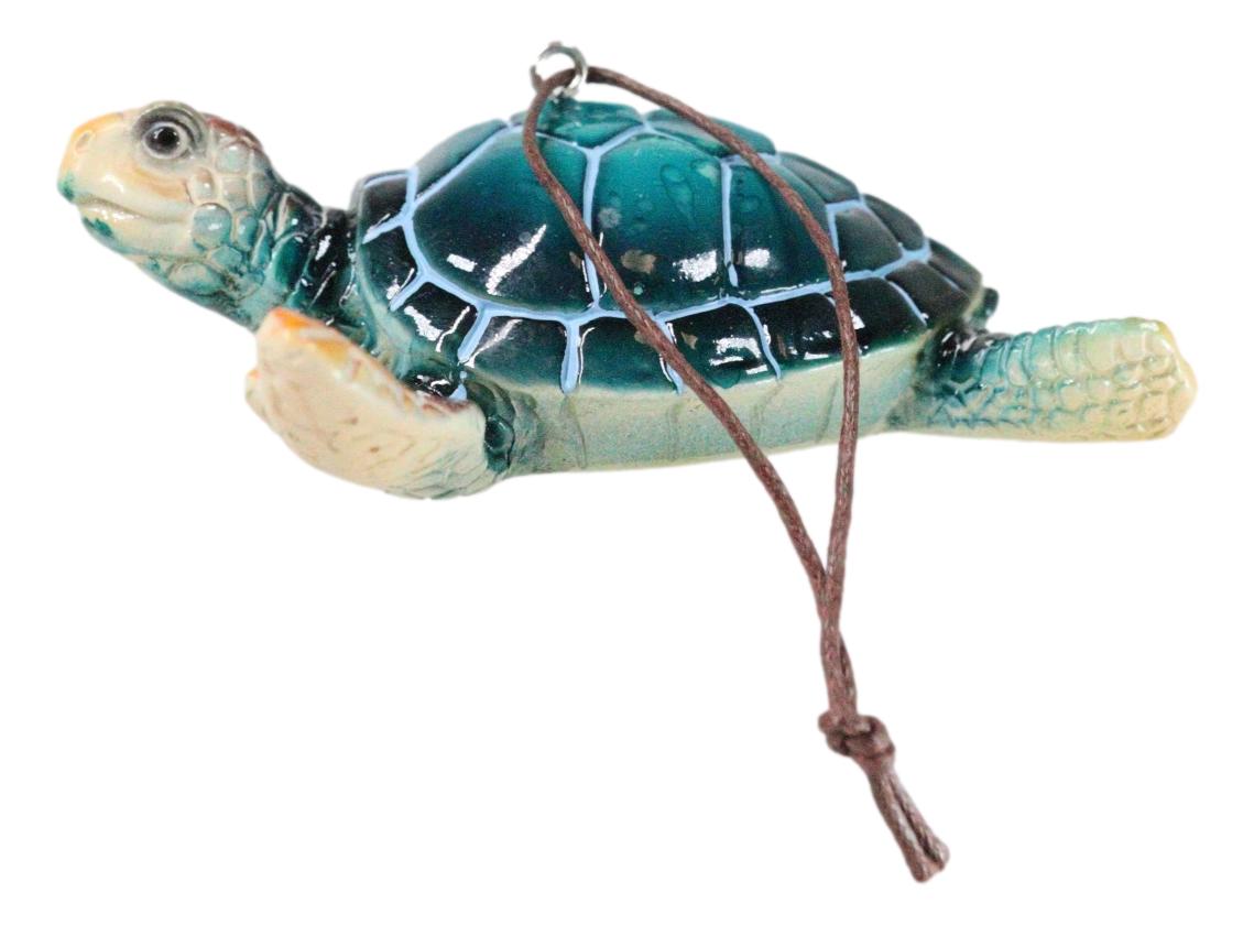 Set Of 4 Nautical Blue Sea Turtles Ocean Marine Wall Hanger Decor Tree Ornaments