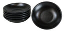 Pack Of 6 Black Silk Melamine Round Curved Appetizer Sides Banchan Plates 4.75"D