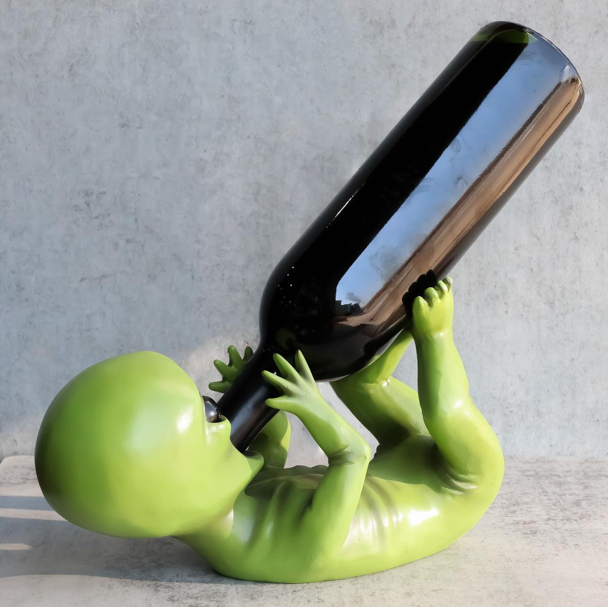 Ebros Extra Terrestrial Alien UFO Outer Space Colony Wine Bottle Holder Figurine Decor - Ebros Gift