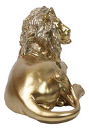 Faux Brass Gold African Safari In Regal Pose Lion King of The Jungle Figurine