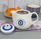 White Gothic Alchemy Porcelain Wicca Evil Eye Of Providence Protection Tea Pot