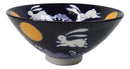 Blue Sky Moon Rabbit Ceramic Ramen Rice Bowl With Soup Spoon Chopsticks And Rest