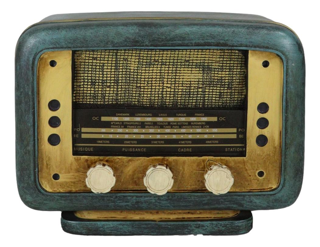 Novelty Vintage Retro Blue Antique Radio Player Money Coin Savings Piggy Bank