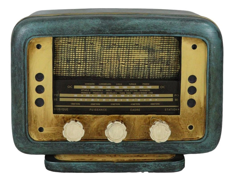 Novelty Vintage Retro Blue Antique Radio Player Money Coin Savings Piggy Bank