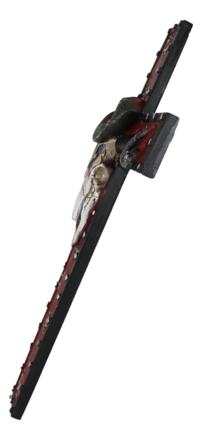 Rustic Western Patriotic Longhorn Cow Skull With USA Texas Flags Hat Wall Cross