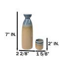 Blue Brown River Ao Nagashi Porcelain Sake Carafe Flask 9oz & 4 Ochoko Cups Set