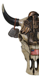 Patriotic Fallen Soldier Helmet Rifle Boots Dogtags Veteran Cow Skull Wall Decor