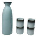 Blue Sky And Stars Seikai Porcelain Sake Carafe Flask 9oz & 4 Ochoko Cups Set