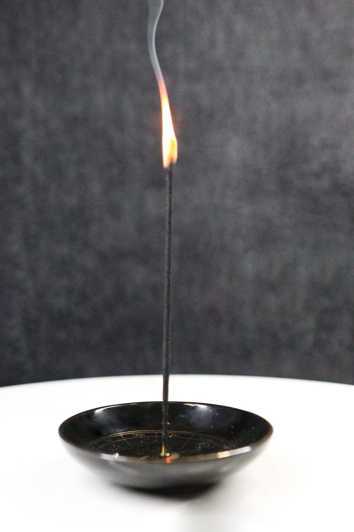 Wicca Black Astrology Wheel Round Incense Stick Burner Or Trinket Ceramic Dish