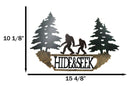 Rustic Sasquatch Big Foot by Pine Trees Hide & Seek Metal Wall Decor Plaque