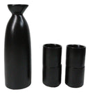 Minimalistic Black Kokuyo Porcelain Sake Carafe Flask 9oz & 4 Ochoko Cups Set