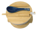 Blue Nami Waves Surf Donburi Ramen Bowl With Lid Trivet Spoon Chopsticks Set