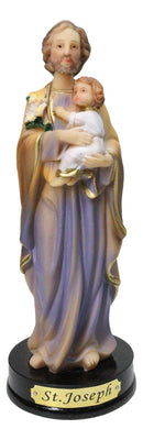 Catholic Saint Joseph With Baby Jesus Figurine Home Seller Kit With Prayer Card - Ebros Gift
