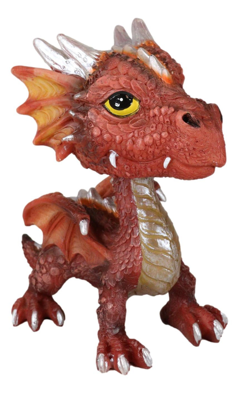 Red Whimsical Wyrmling Dragon With Flutter Wings Decorative Bobblehead Figurine