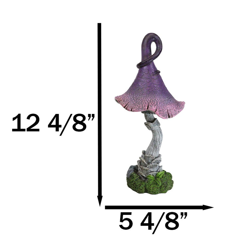 Enchanted Fairy Garden Giant Purple Crooked Toadstool Mushroom Figurine 12"H