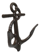 Set Of 4 Cast Iron Rustic Marine Sea Sailor Ship Anchor Double Wall Coat Hooks