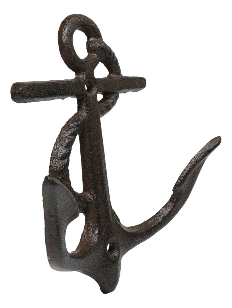 Set Of 4 Cast Iron Rustic Marine Sea Sailor Ship Anchor Double Wall Coat Hooks