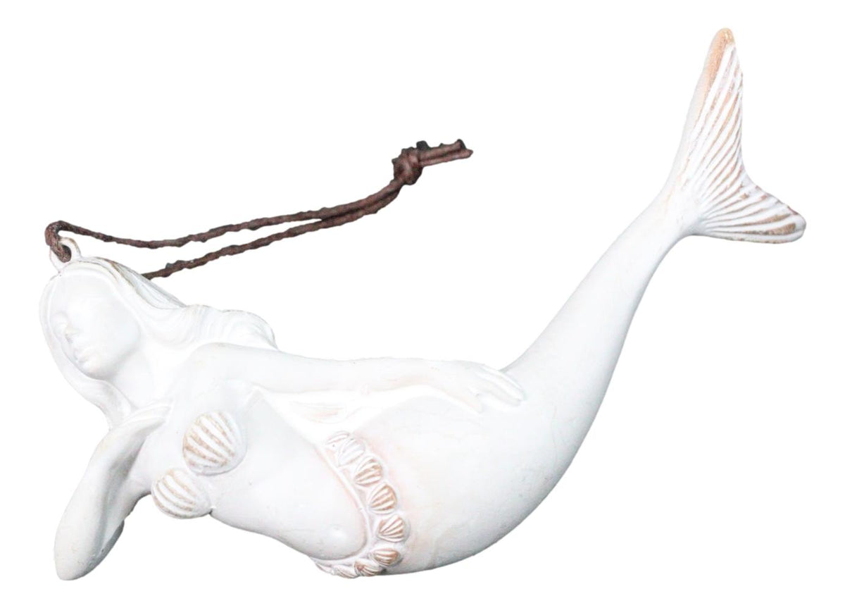 Set Of 6 Antique White Ocean Marine Mermaid Wall Hanging Decor Tree Ornaments