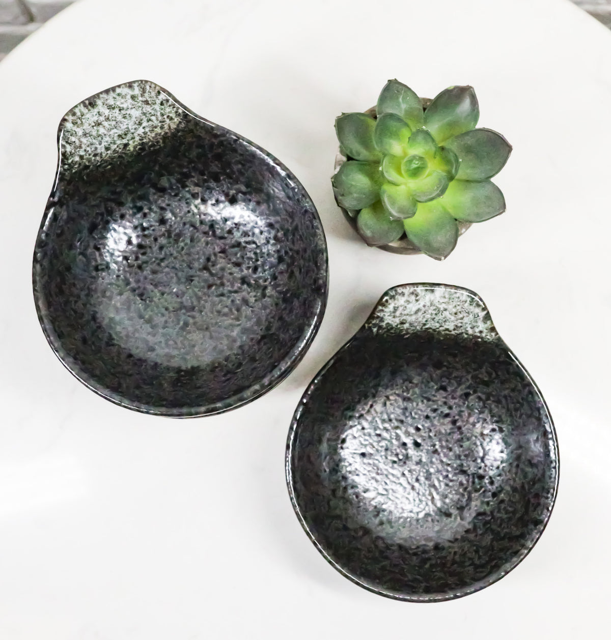 Pack Of 5 Charcoal Grey Tone Hakumu Small Ponzu Miso Soup Bowls With Handle 5oz