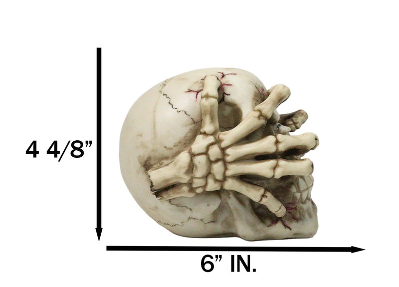 Ossuary Macabre Evil Skull With Skeleton Claws On Bloody Cranium Figurine