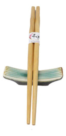 Pack Of 6 Green Midori Kannyu Collection Porcelain Chopsticks Hashioki Rests