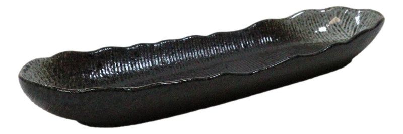 Pack Of 3 Charcoal Grey Tone Hakumu Wavy Oblong Long Serving Platter 13.25"L