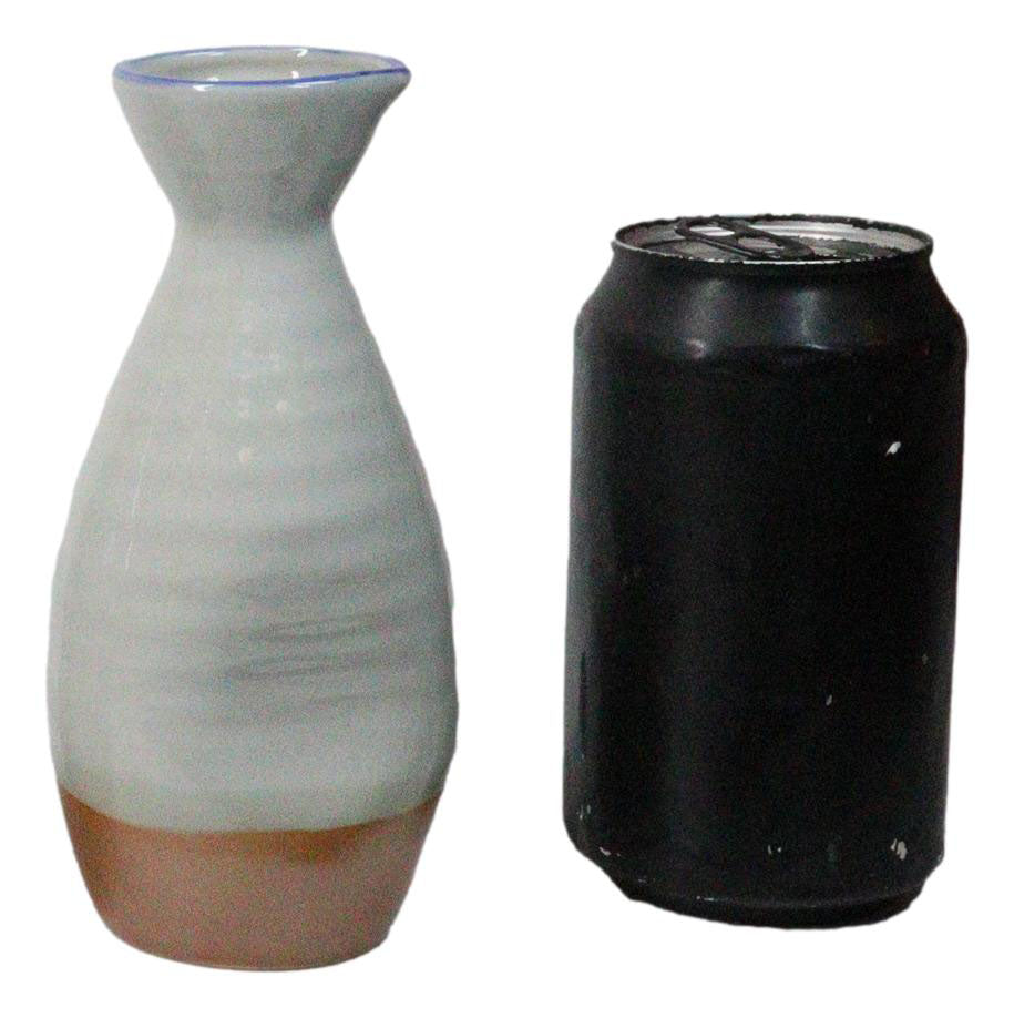 Pack Of 6 White And Caramel Fuku Kanji Japanese Wine Sake Tokkuri Bottle Flask