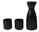 Minimalistic Black Kokuyo Porcelain Japanese Wine Sake Flask With 2 Cups Set
