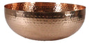 Large 13.75"D Round Hammered Iron Metal Serving Or Mixing Bowl Copper Finish