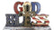 Rustic Western Patriotic United States Flag With Cross God Bless Desktop Plaque