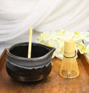 Black And Grey Charcoal Ceramic Japanese Matcha Green Tea Bowl Whisk & Scoop Set