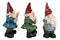 Set of 3 Rude Old Mr Gnomes Flipping The Bird Mooning and Conniving Figurines