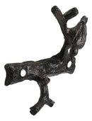 Set of 2 Cast Iron Rustic Bird Perching On Twig Branches 2-Pegs Wall Hooks