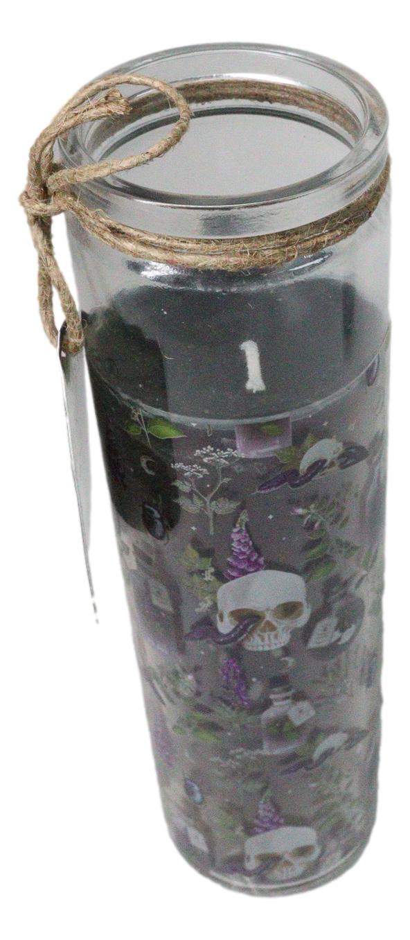 Pack of 2 Skulls and Poisonous Plants Scented Tube Candles in Glass Jars 8"H
