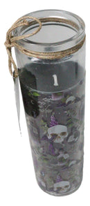 Pack of 2 Skulls and Poisonous Plants Scented Tube Candles in Glass Jars 8"H