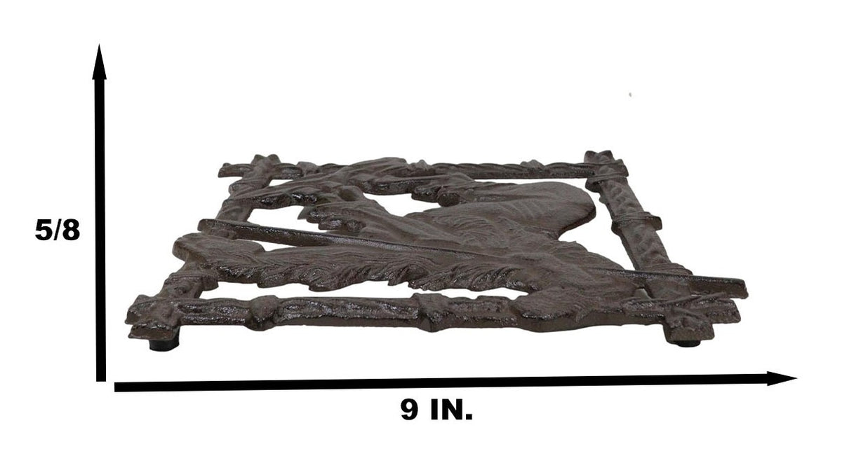 Rustic Western Native Indian Warrior End Of Trail Cast Iron Wall Trivet Decor