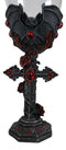 Gothic Macabre Flying Bat Cathedric Cross With Red Gems And Roses Wine Goblet