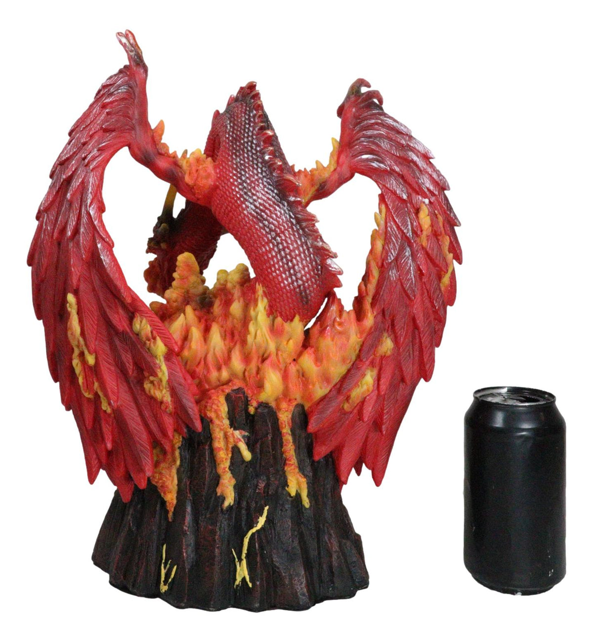 Asher Fire Elemental Ferocious Flamethrower Dragon On Lava Volcano Figurine