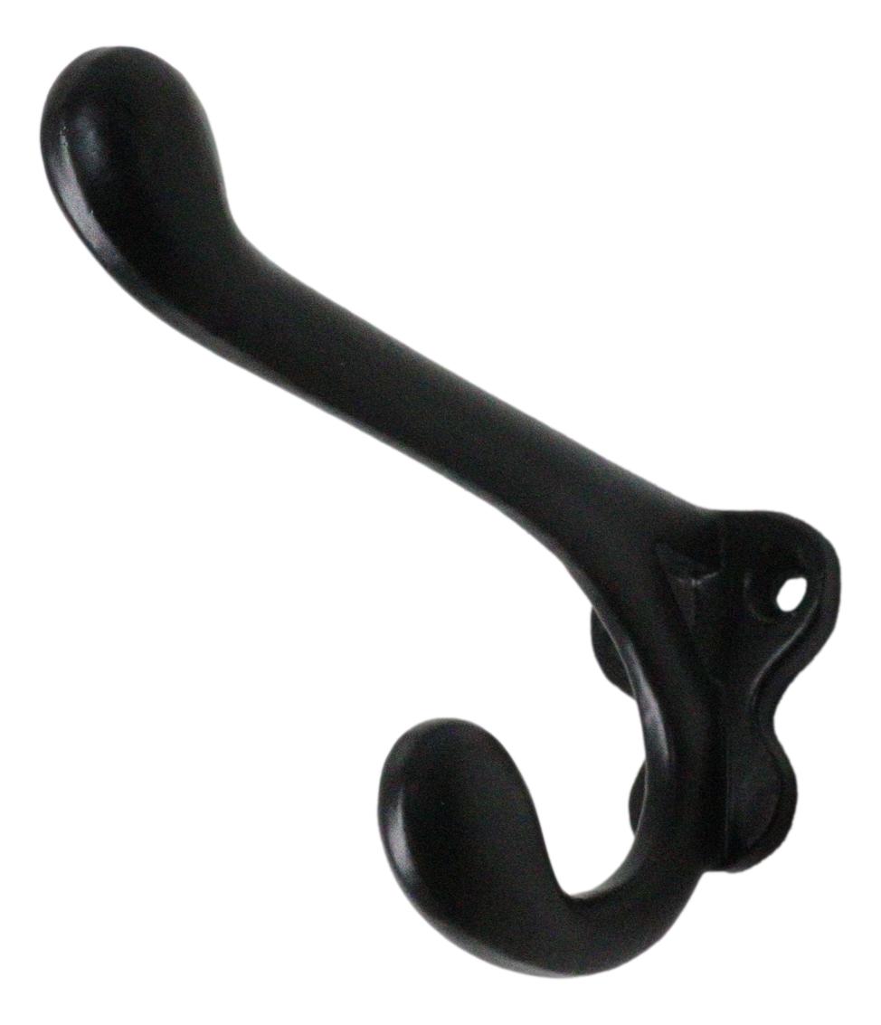 Pack Of 4 Cast Iron Black Traditional School House Double Peg Wall Hooks Accent