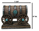 Rustic Western Faux Wooden Carriage Covered Wagon with Turquoise Accent Figurine