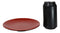 Set Of 6 Traditional Solid Red Black Melamine Salad Appetizer Round Plates 7"D