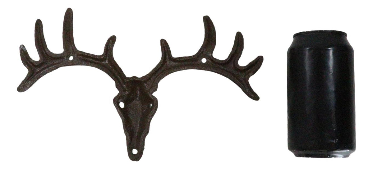 Pack Of 2 Hunters Rack Deer Elk Skull Antlers Wall Mounted Coat Hooks Plaque