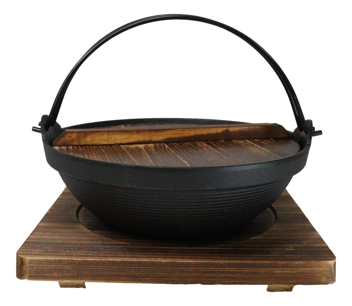 Large Cast Iron Japanese Sukiyaki Shabu Nabe Cooking Hot Pot With Trivet 9.5"D