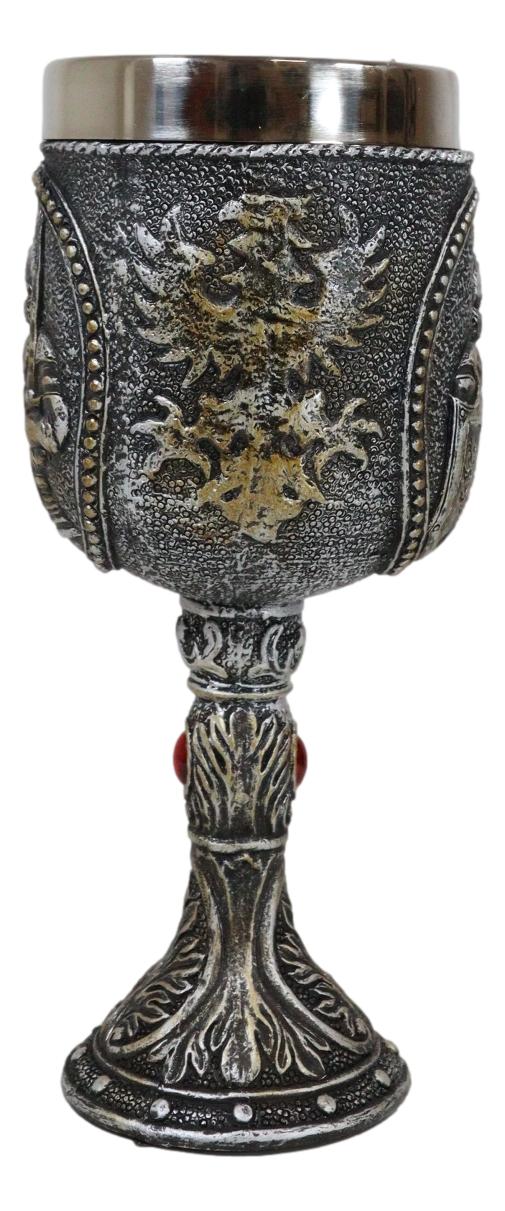 Medieval Sir Swordsman Knight Suit of Armor Wine Drink Goblet Chalice 5oz
