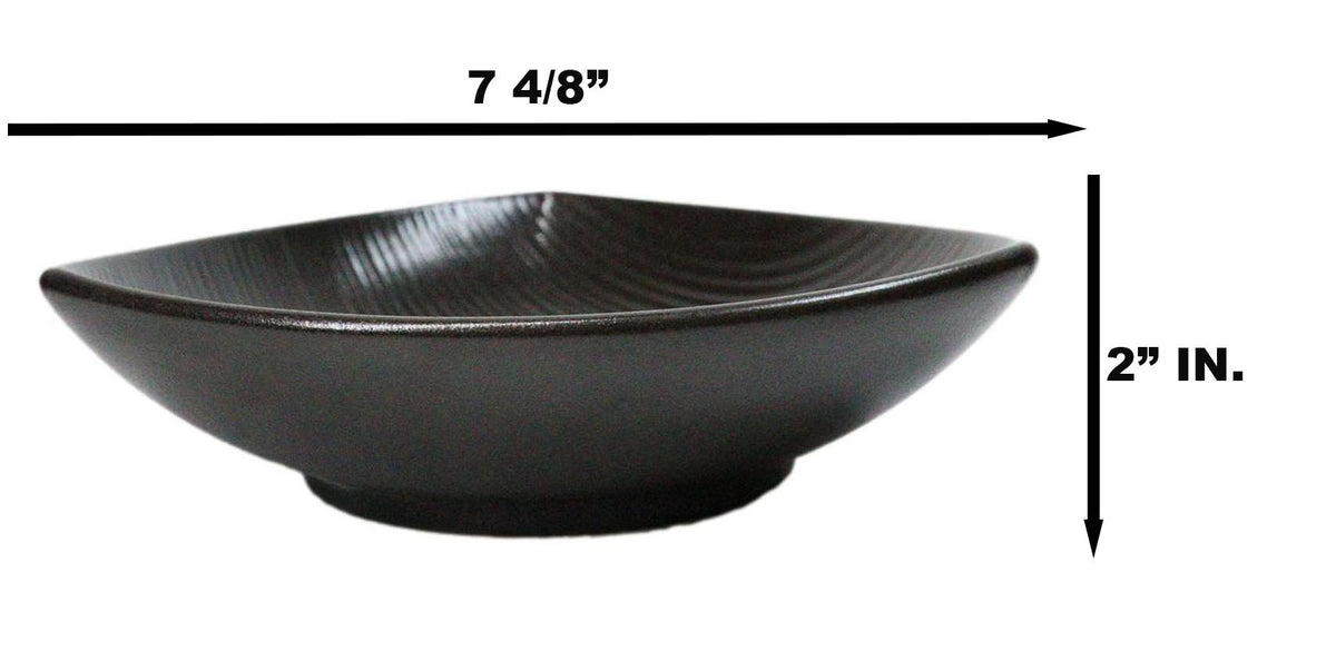 Set Of 6 Kokuyo Black Minimalist Appetizer Salad Triangular Deep Serving Plates