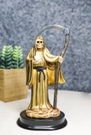 Gold Robe Santa Muerte With Scythe Patroness Of Wealth Decorative Figurine 5"H