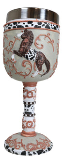 Trail Of Painted Ponies Western Leather Cowboy Horse Pony Scroll Art Wine Goblet