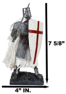 Templar White Cloak Medieval Crusader Swordsman Knight W/ Cross Shield Figurine