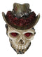 Western Old Wild West Cowboy Skull with Romantic Roses Barbed Wire Hat Figurine